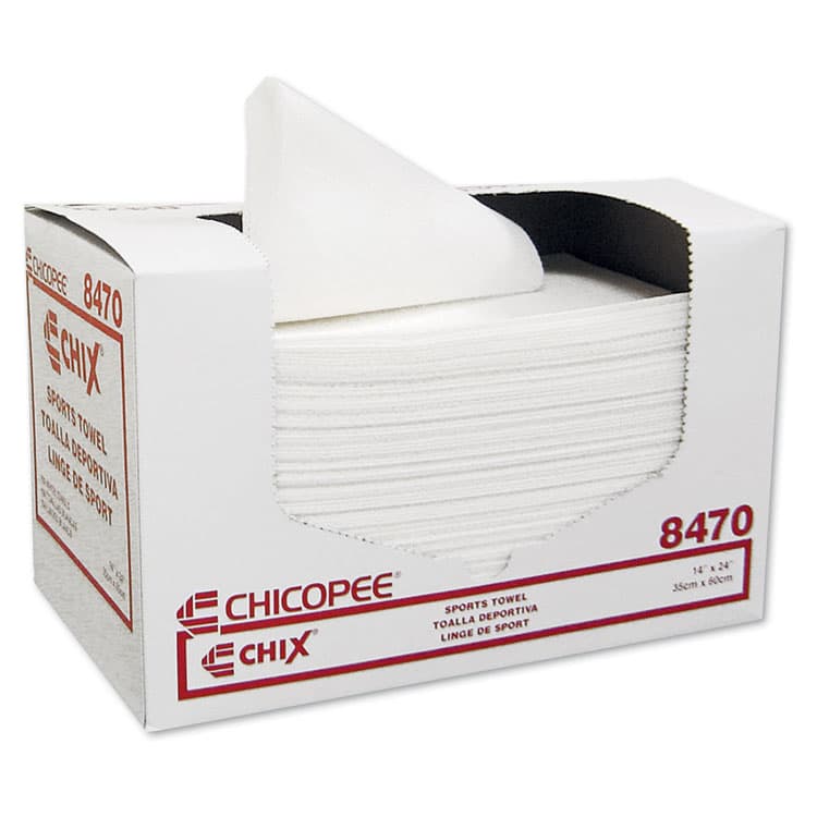 CHICOPEE, Sports Towels, 14 x 24, White, 100 Towels/Pack, 6 Packs/Carton (CHI8470)