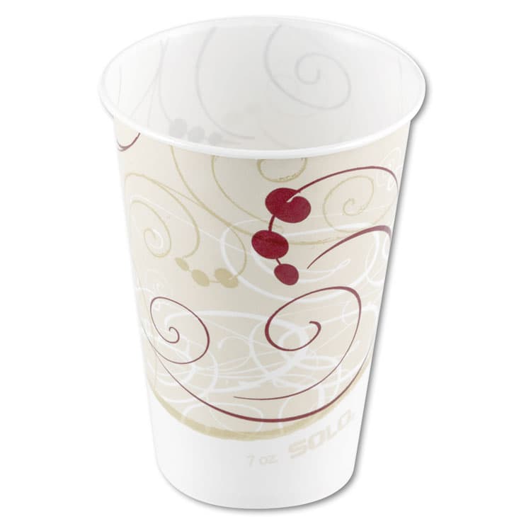 DART Symphony Design Wax-Coated Paper Cold Cups, ProPlanet Seal, 7 oz, Beige/White/Red, 100/Sleeve, 20 Sleeves/Carton (SCCR7NSYM)