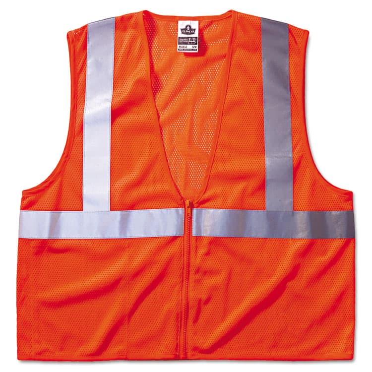 ERGODYNE CORPORATION GloWear 8210Z Class 2 Economy Vest, Polyester Mesh, Zipper Closure, Large to X-Large, Orange (EGO21045)