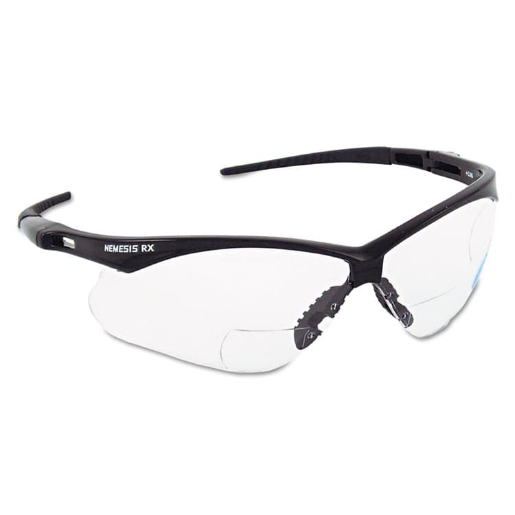 KIMBERLY-CLARK PROFESSIONAL Nemesis Readers Safety Glasses, 1.0+ Diopter, Black Half Frame, Clear Dual Lens (ANS28618)