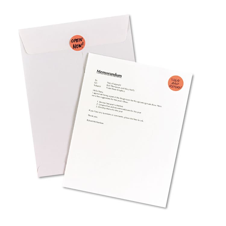 AVERY PRODUCTS CORPORATION Printable Self-Adhesive Removable Color-Coding Labels, 1.25" dia, Neon Red, 8/Sheet, 50 Sheets/Pack, (5497) (AVE05497) thumbnail 3