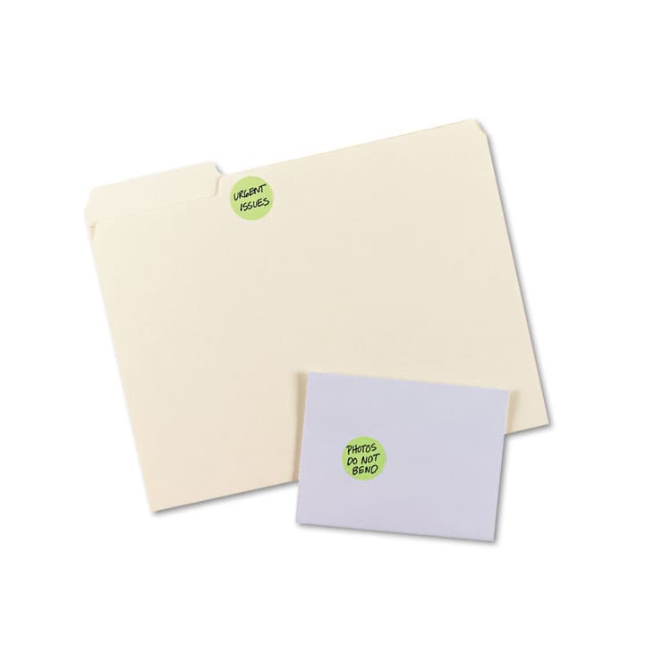 AVERY PRODUCTS CORPORATION Printable Self-Adhesive Removable Color-Coding Labels, 1.25" dia, Neon Green, 8/Sheet, 50 Sheets/Pack, (5498) (AVE05498) thumbnail 3