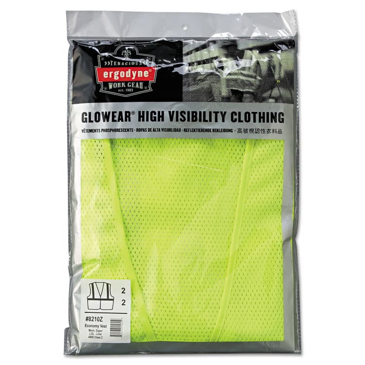 ERGODYNE CORPORATION GloWear 8210Z Class 2 Economy Vest, Polyester Mesh, Large to X-Large, Lime (EGO21055) thumbnail 2