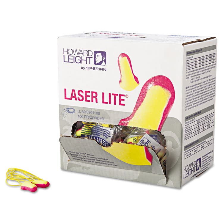 HONEYWELL ENVIRONMENTAL LL-30 Laser Lite Single-Use Earplugs, Corded, 32NRR, Magenta/Yellow, 100 Pairs (HOWLL30) thumbnail 4