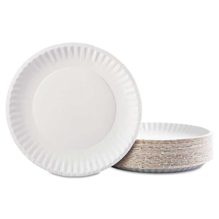 AJM PACKAGING CORP. Paper Plates, 9" dia, White, 100/Pack (AJMPP9GRAWHPK) thumbnail 3