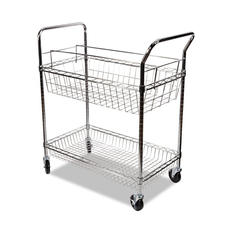 ALERA Carry-all Mail Cart, Metal, 1 Shelf, 1 Bin, 34.88" x 18" x 39.5", Silver (ALEMC3518SR) thumbnail 3