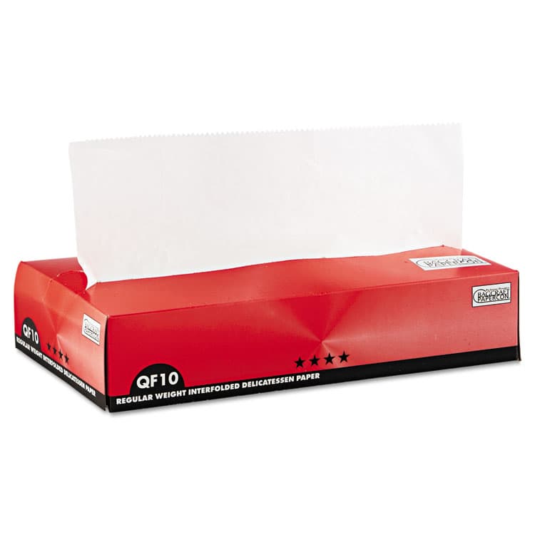 BAGCRAFT QF10 Interfolded Dry Wax Deli Paper, 10 x 10.25, White, 500/Box, 12 Boxes/Carton (BGC011010)