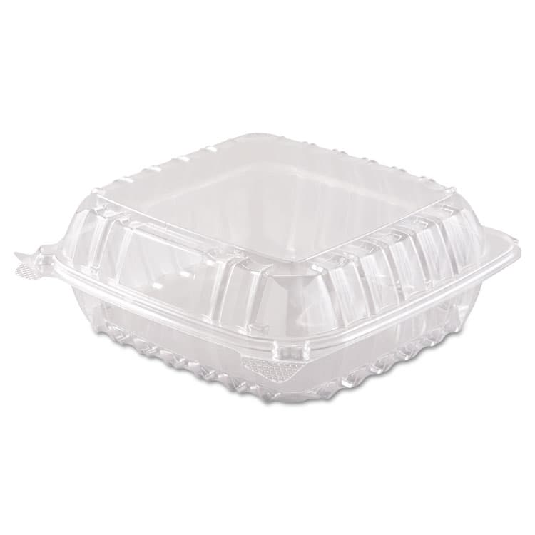 DART ClearSeal Hinged-Lid Plastic Containers, 8.3 x 8.3 x 3, Clear, Plastic, 250/Carton (DCCC90PST1)