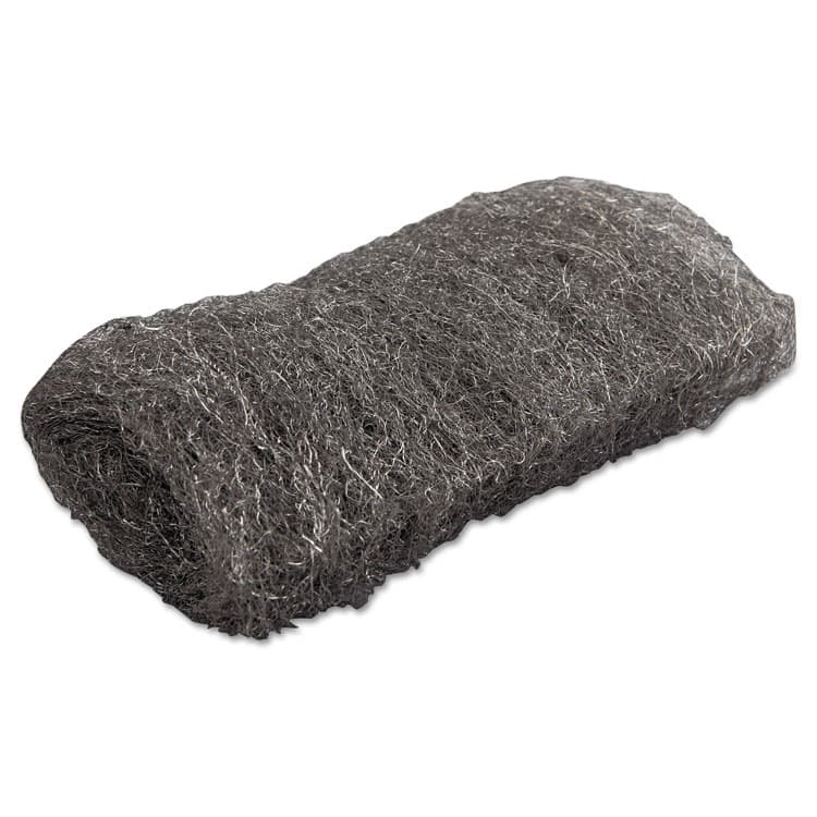 GLOBAL MATERIAL TECHNOLOGIES Industrial-Quality Steel Wool Hand Pads, #1 Medium, Steel Gray, 16 Pads/Sleeve, 12 Sleeves/Carton (GMA117004)