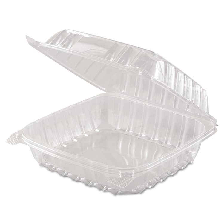 DART ClearSeal Hinged-Lid Plastic Containers, 8.3 x 8.3 x 3, Clear, Plastic, 250/Carton (DCCC90PST1) thumbnail 2