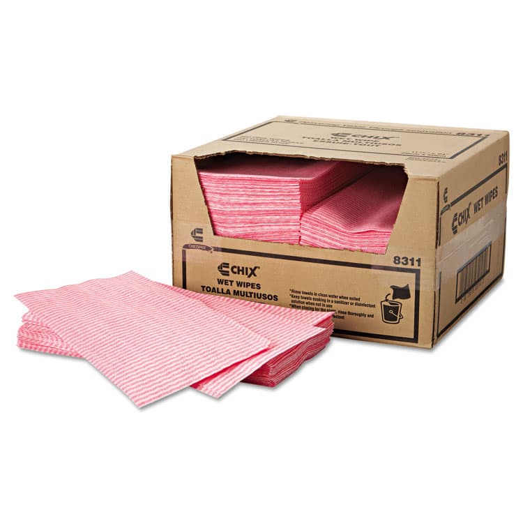 CHICOPEE, Wet Wipes, Stripe Design, 11.5 x 24, White/Pink, 200/Carton (CHI8311)