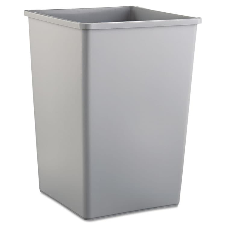 RUBBERMAID COMMERCIAL PROD. Untouchable Square Waste Receptacle, 35 gal, Plastic, Gray (RCP3958GRA)