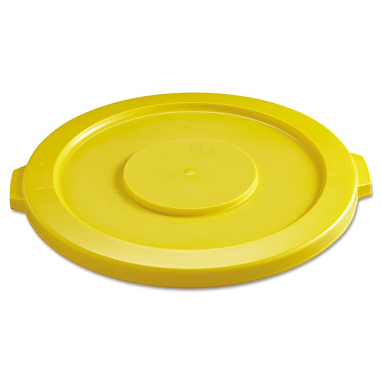 RUBBERMAID COMMERCIAL PROD. BRUTE Self-Draining Flat Top Lids for 32 gal Round BRUTE Containers, 22.25" Diameter, Yellow (RCP2631YEL)