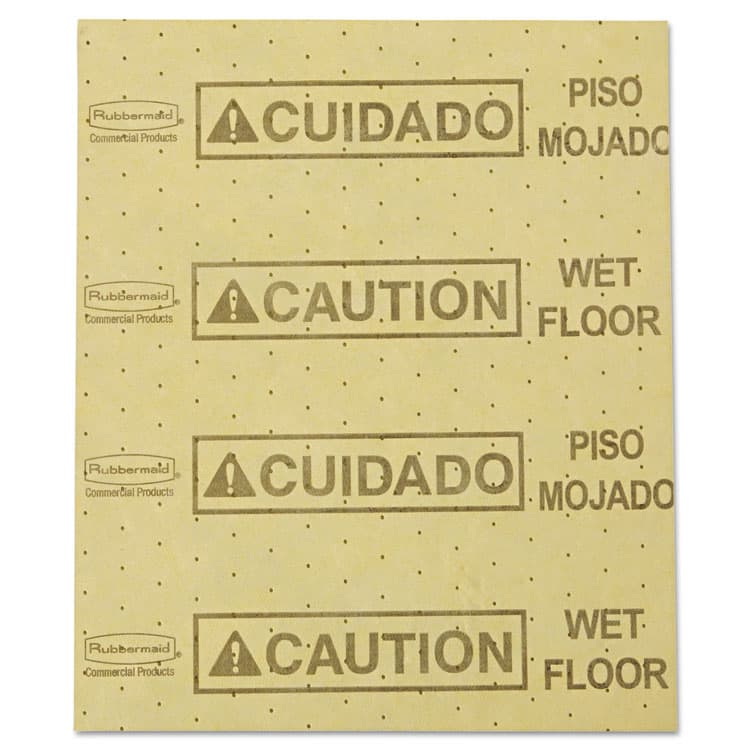 RUBBERMAID COMMERCIAL PROD. Over-the-Spill Pad, Caution Wet Floor, 16 oz, 16.5 x 20, 22 Sheets/Pad (RCP4252YEL)