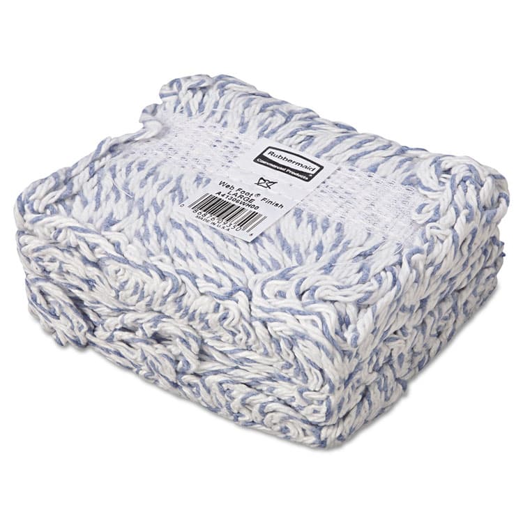 RUBBERMAID COMMERCIAL PROD. Web Foot Premium Finish Mop Head, Cotton/Synthetic, White, Large, 1" White Headband, 6/Carton (RCPA413) thumbnail 3