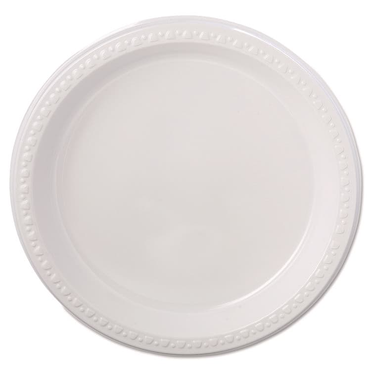 HUHTAMAKI Heavyweight Plastic Plates, 9" dia, White, 125/Pack, 4 Packs/Carton (HUH81209)