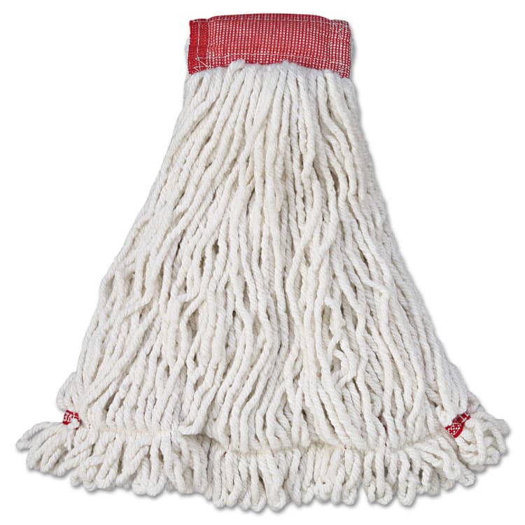 RUBBERMAID COMMERCIAL PROD. Web Foot Wet Mop Head, Shrinkless, Cotton/Synthetic, Large, White, 6/Carton (RCPA253WHI)