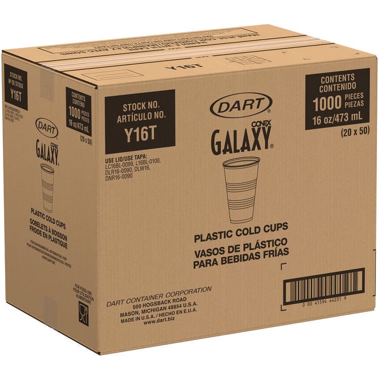 DART High-Impact Polystyrene Cold Cups, 16 oz, Plastic, Translucent, 50/Sleeve, 20 Sleeves/Carton (DCCY16T) thumbnail 4