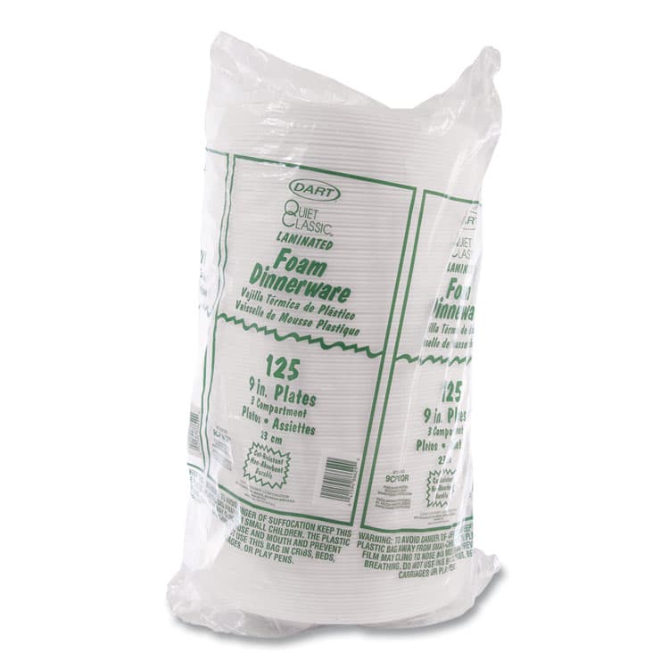 DART Concorde Foam Plate, 3-Compartment Plate, 9" dia, White, 125/Pack, 4 Packs/Carton (DCC9CPWCR) thumbnail 2