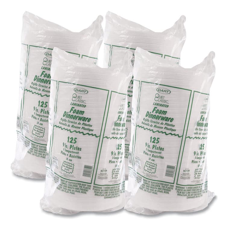 DART Concorde Foam Plate, 3-Compartment Plate, 9" dia, White, 125/Pack, 4 Packs/Carton (DCC9CPWCR) thumbnail 3