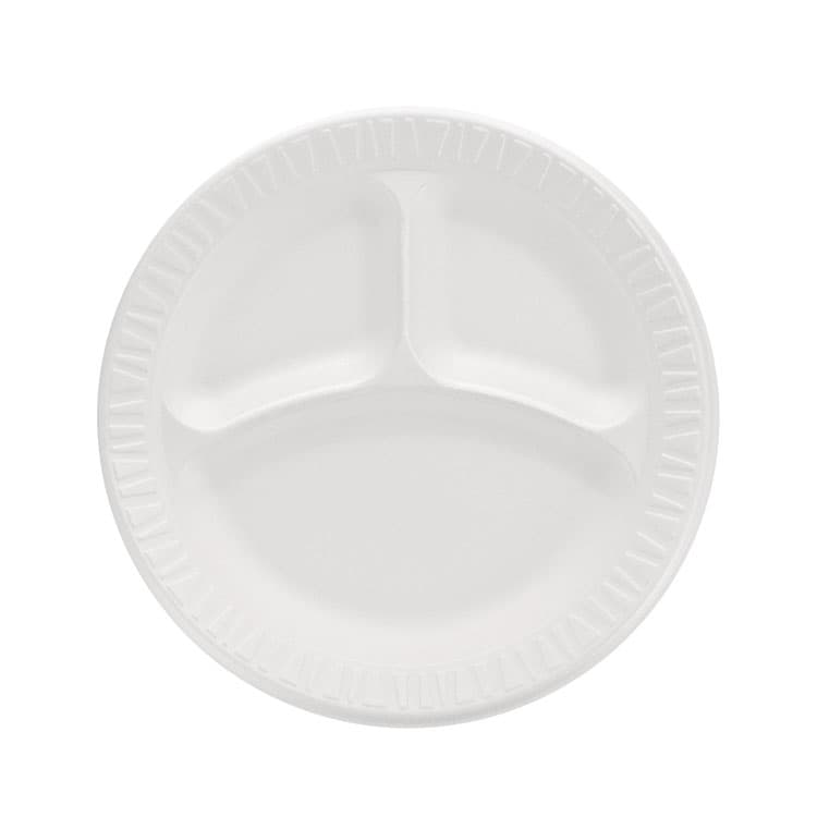 DART Concorde Foam Plate, 3-Compartment Plate, 9" dia, White, 125/Pack, 4 Packs/Carton (DCC9CPWCR)