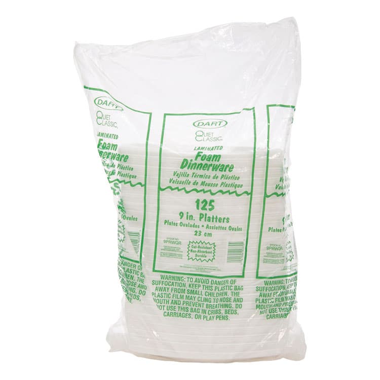 DART Quiet Classic Laminated Foam Dinnerware, Platter, 6.7 x 9.8, White, 500/Carton (DCC9PRWQR) thumbnail 2