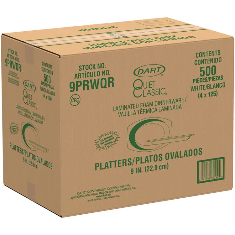 DART Quiet Classic Laminated Foam Dinnerware, Platter, 6.7 x 9.8, White, 500/Carton (DCC9PRWQR) thumbnail 3