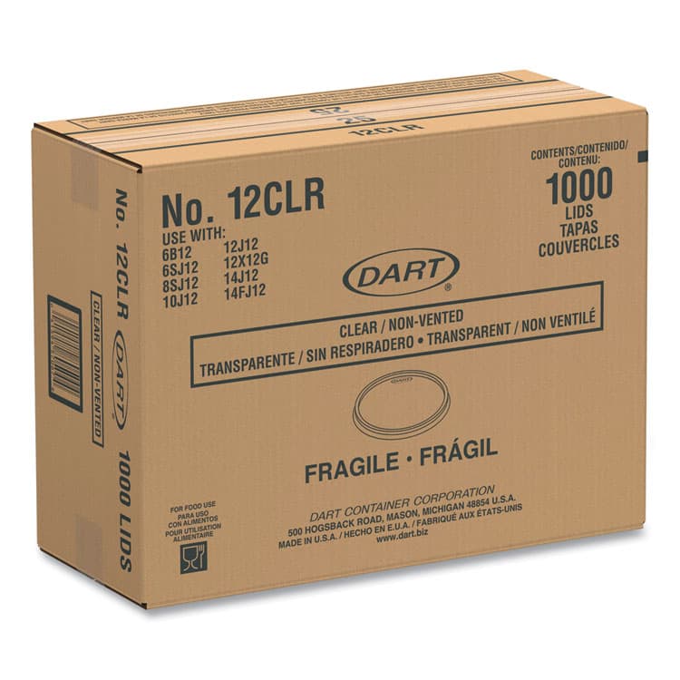 DART Non-Vented Cup Lids, Fits 10 oz to 14 oz Hot Cups/6 oz to 8 oz Food Containers/6 oz Bowls; Plastic, Clear, 1,000/Carton (DCC12CLR) thumbnail 4