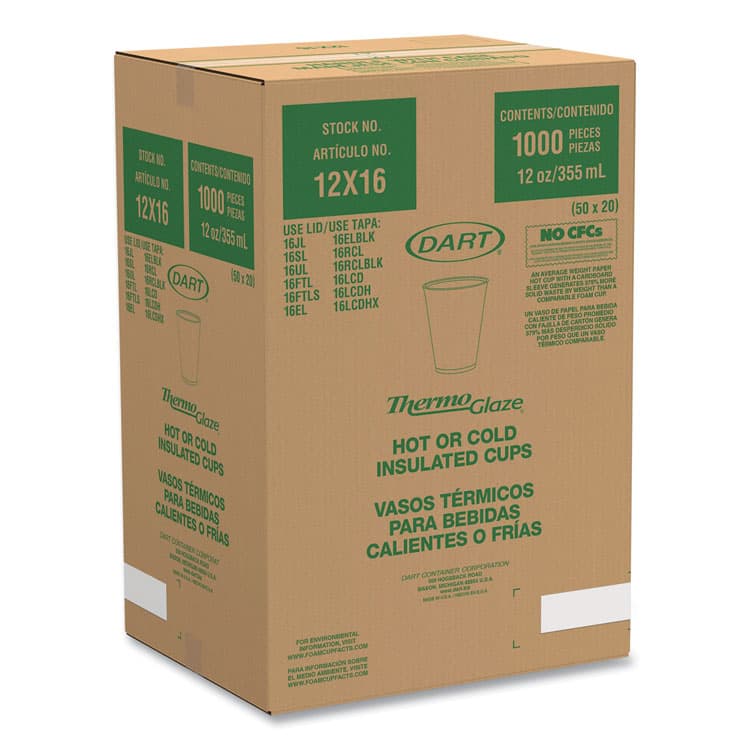 DART Cafe G Foam Hot/Cold Cups, 12 oz, Brown/Red/White, 1,000/Carton (DCC12X16G) thumbnail 4