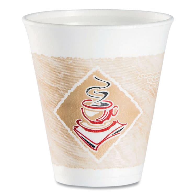 DART Cafe G Foam Hot/Cold Cups, 12 oz, Brown/Red/White, 1,000/Carton (DCC12X16G)