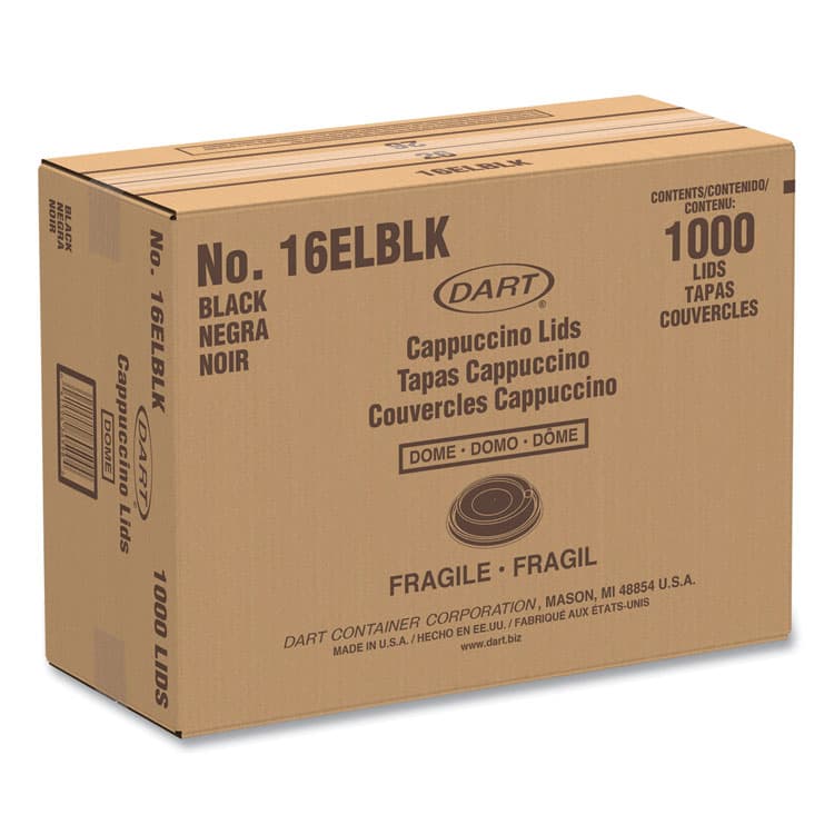 DART Cappuccino Dome Sipper Lids, Fits 12 oz to 24 oz Hot Cups, Plastic, Black, 100/Pack, 10 Packs/Carton (DCC16ELBLK) thumbnail 4