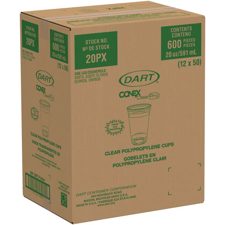 DART Polypropylene Cups, Cold Cups, 20 oz, Plastic, Clear, 50/Bag, 12 Bags/Carton (DCC20PX) thumbnail 4