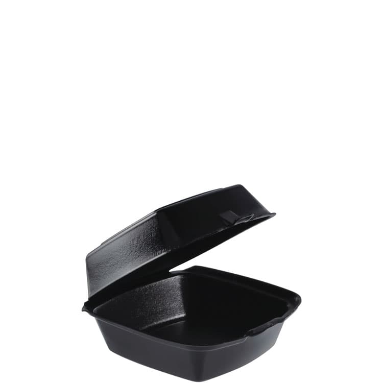 DART Foam Hinged Lid Containers, Large Sandwich, 6 x 5.9 x 3, Black, 125/Bag, 4 Bags/Carton (DCC60HTB1)