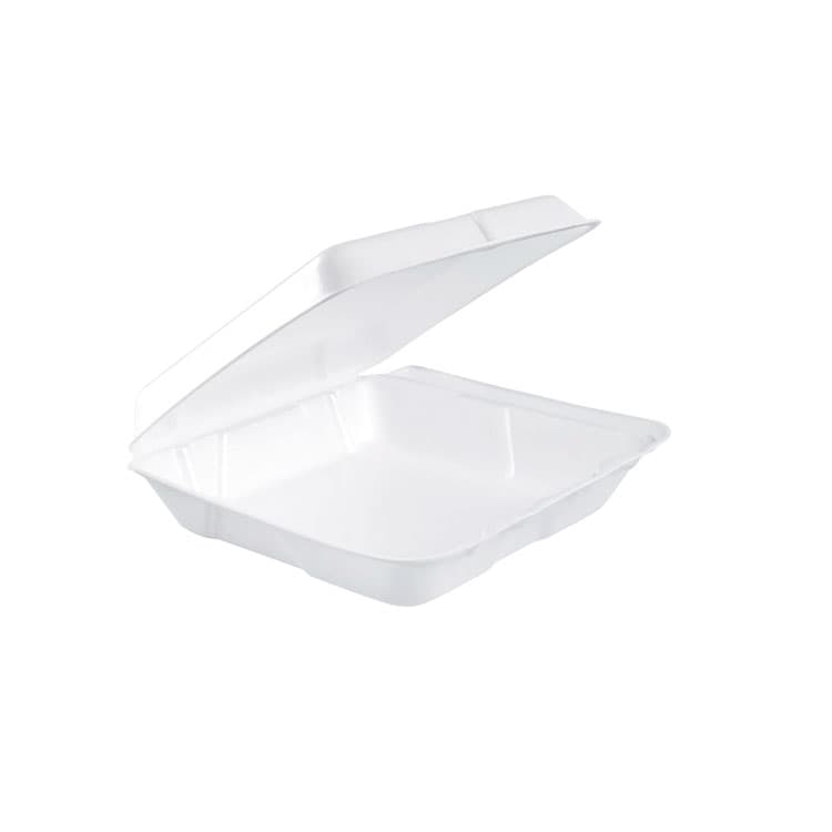 DART Foam Hinged Lid Containers, 7.5 x 8 x 2.2, White, 200/Carton (DCC80HT1R)
