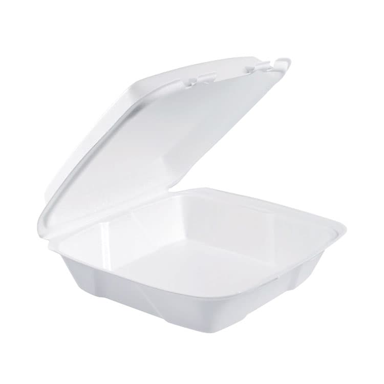 DART Foam Hinged Lid Containers, 9.01 x 9.4 x 3.1, White, 200/Carton (DCC90HT1R)