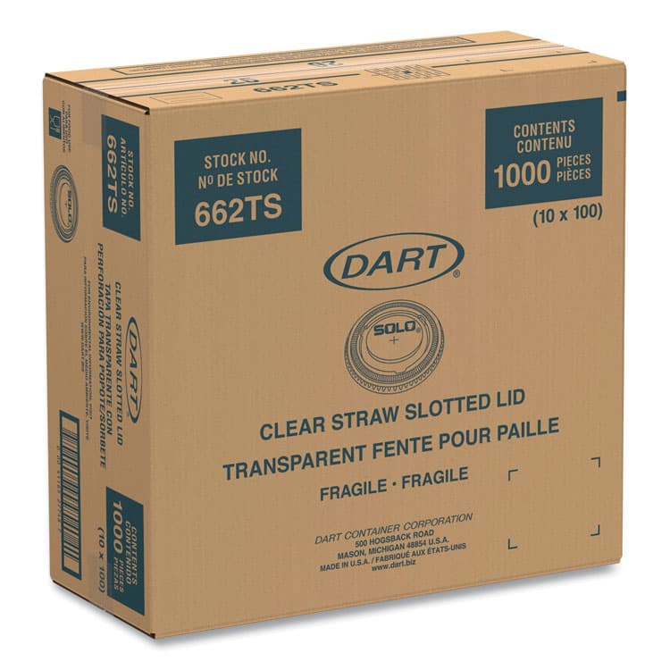 DART Straw-Slot Cold Cup Lids, Fits 9 oz to 20 oz Cold Cups, Plastic, Clear, 100/Pack (DCC662TSPK) thumbnail 4