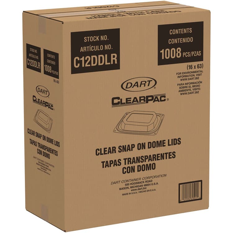 DART ClearPac Clear Container Lids, Dome, 4.9 x 5.9, Clear, Plastic, 63/Pack, 16 Packs/Carton (DCCC12DDLR) thumbnail 4