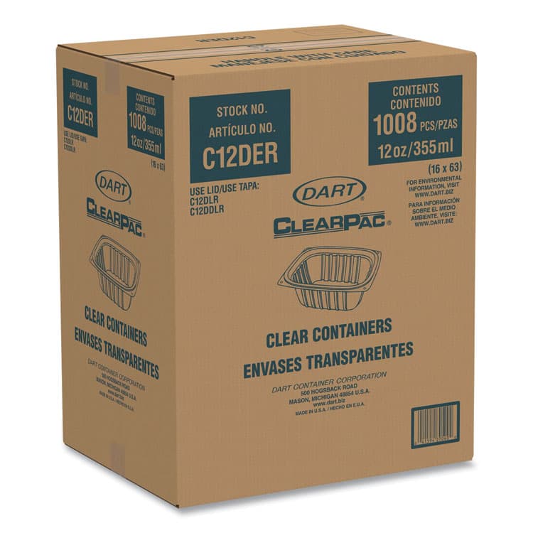 DART ClearPac Containers, 12 oz, 4.9 x 5.9 x 2, Clear, Plastic, 63/Pack, 16 Packs/Carton (DCCC12DER) thumbnail 3