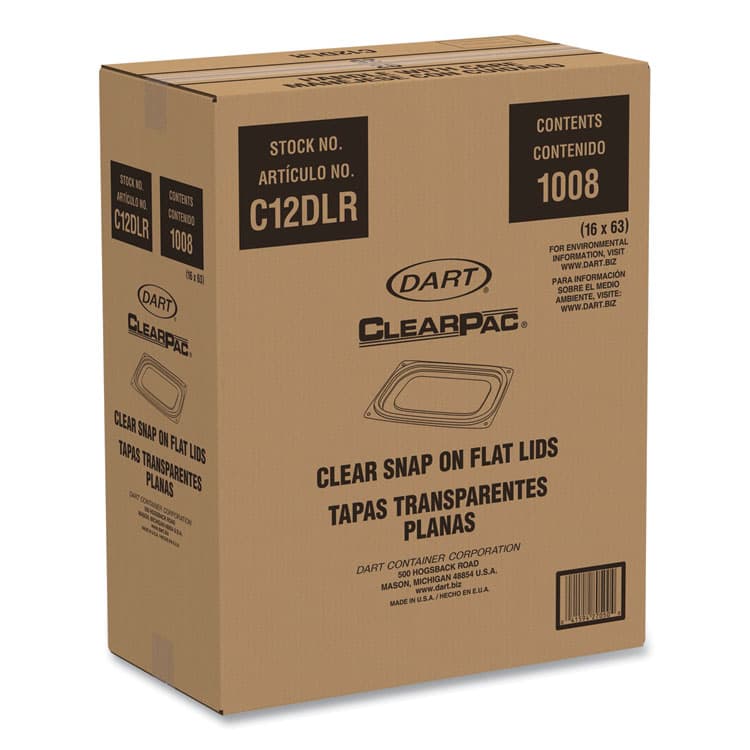DART ClearPac Clear Container Lids, Flat, 4.9 x 5.9, Clear, Plastic, 63/Pack, 16 Packs/Carton (DCCC12DLR) thumbnail 4