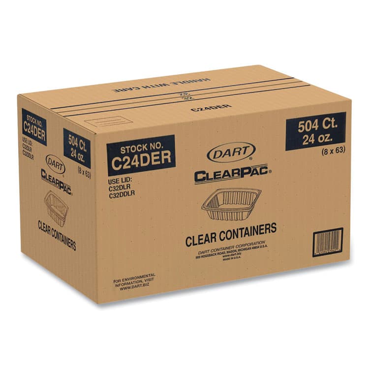 DART ClearPac Containers, 24 oz, 6.5 x 7.5 x 2, Clear, Plastic, 63/Pack, 8 Pack/Carton (DCCC24DER) thumbnail 4