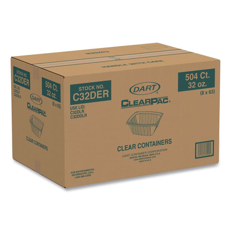 DART ClearPac Containers, 32 oz, 9.4 x 6.8 x 2.1, Plastic, 63/Pack, 8 Pack/Carton (DCCC32DER) thumbnail 4