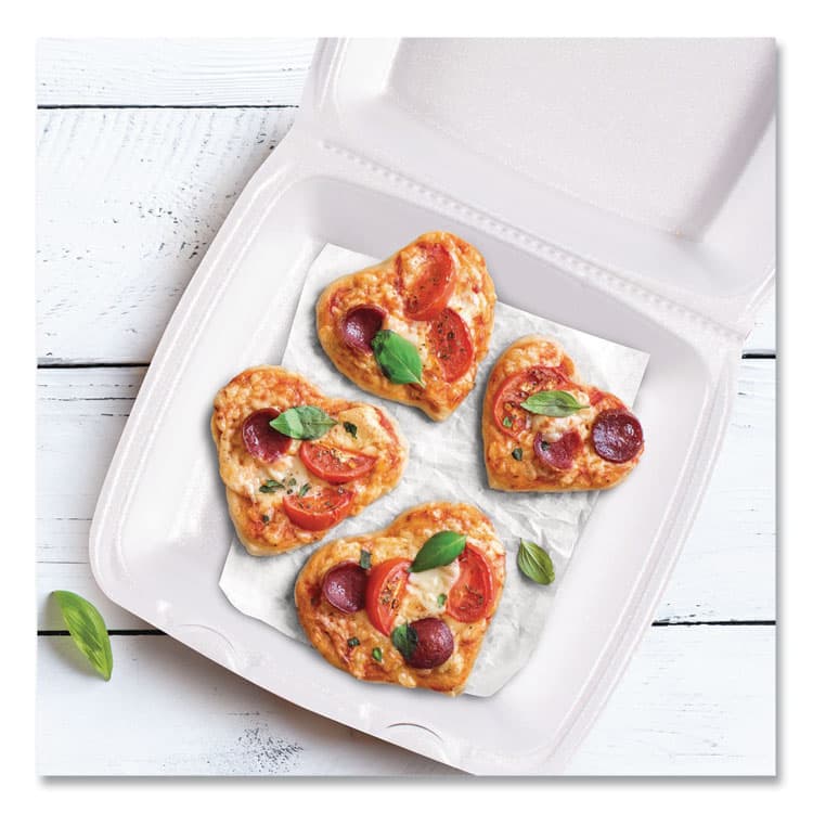 DART Foam Hinged Lid Container, Performer Perforated Lid, 9 x 9.4 x 3, White, 100/Bag, 2 Bag/Carton (DCC90HTPF1R) thumbnail 4