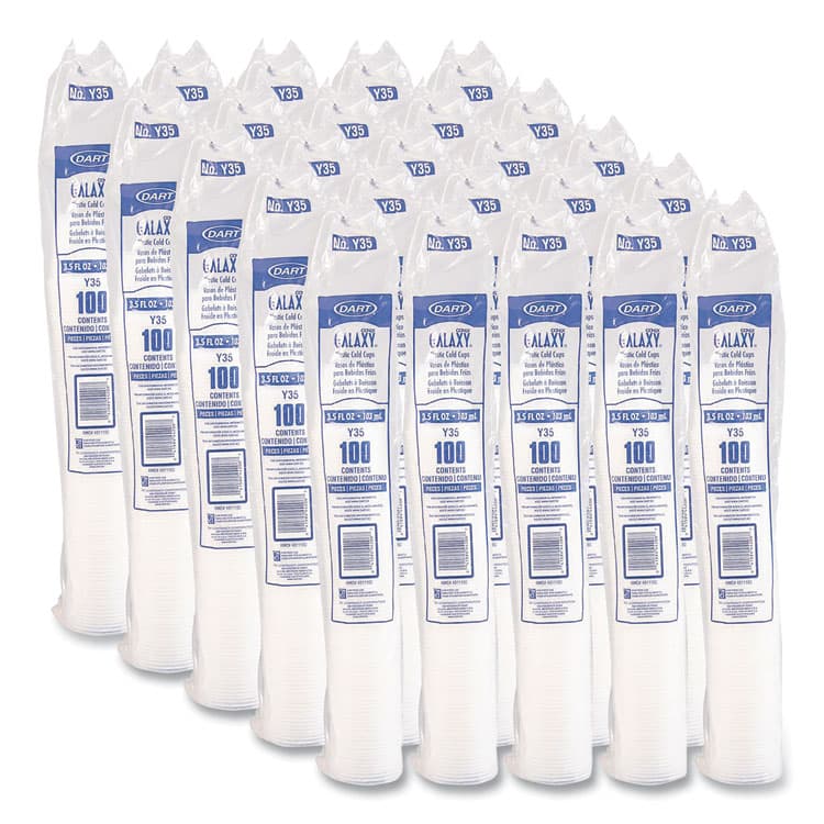 DART High-Impact Polystyrene Cold Cups, 3.5 oz, Plastic, Translucent, 100/Sleeve, 25 Sleeves/Carton (DCCY35) thumbnail 3