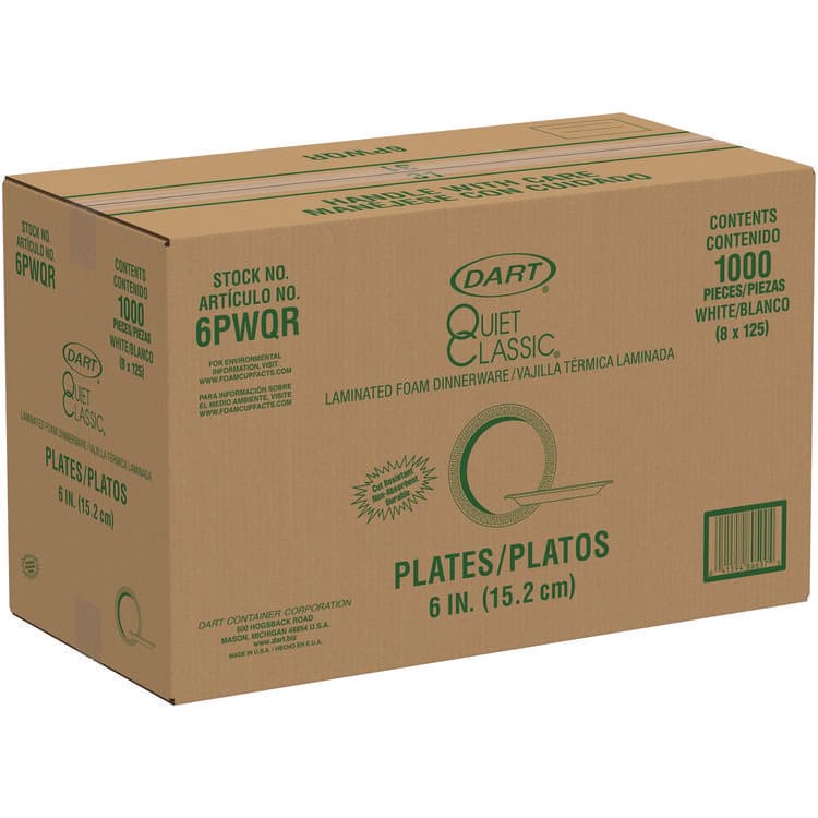 DART Mediumweight Foam Dinnerware, Plate, 6" dia, White, 125/Pack (DCC6PWQRPK) thumbnail 4