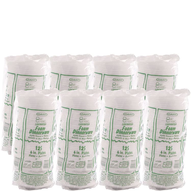 DART Mediumweight Foam Dinnerware, Plate, 6" dia, White, 125/Pack (DCC6PWQRPK) thumbnail 3