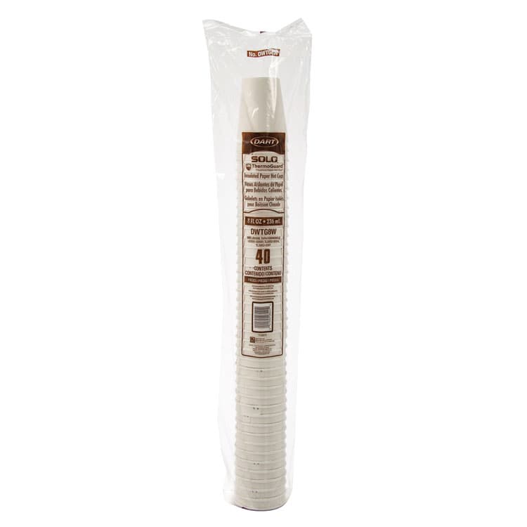 DART Thermoguard Insulated Paper Hot Cups, 8 oz, White Sustainable Forest Design, 40/Pack (DCCDWTG8WPK) thumbnail 3
