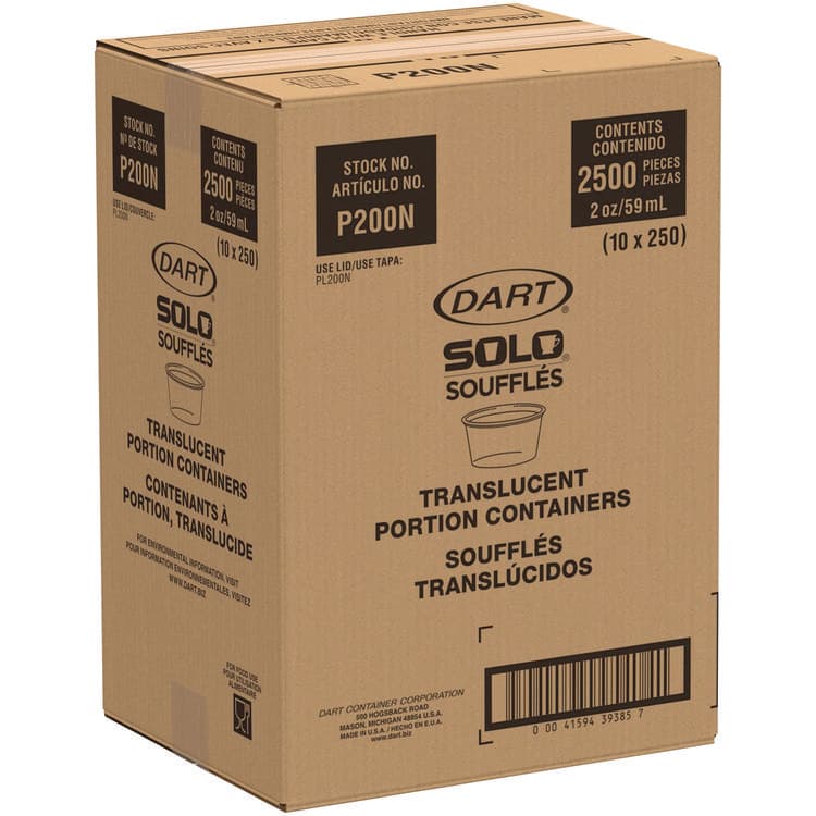 DART Polystyrene Portion Cups, 2 oz, Plastic, Translucent, 250/Bag, 10 Bags/Carton (DCCP200N) thumbnail 4