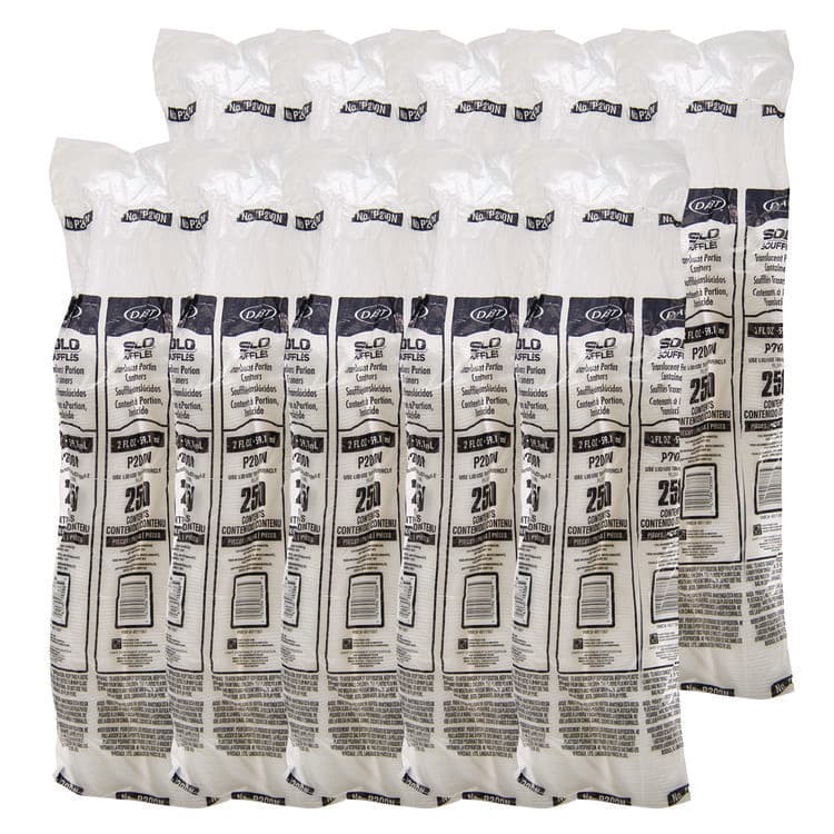 DART Polystyrene Portion Cups, 2 oz, Plastic, Translucent, 250/Bag, 10 Bags/Carton (DCCP200N) thumbnail 3