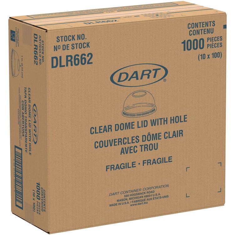DART Dome-Top Cold Cup Lids, Fits 16 oz Cold Cups, Plastic, Clear, 1,000/Carton (DCCDLR662) thumbnail 4