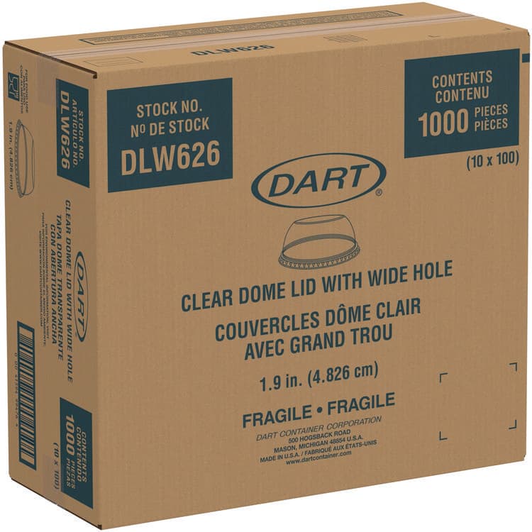 DART Open-Top Dome Lid, With 1.9" dia Hole, Fits 16 oz to 24 oz Cold Cups, Plastic, Clear, 1,000/Carton (DCCDLW626) thumbnail 4